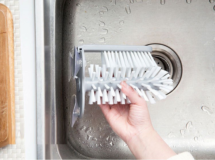 dropship 1pc Cup Scrubber Glass Cleaner Bottles Brush Sink Kitchen Accessories 2 In 1 Drink Mug Wine Suction Cup Cleaning Brush Gadgets
