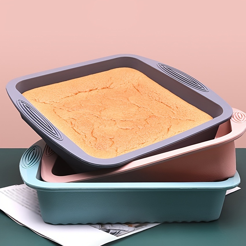 dropship 1pc Square Silicone Cake Pan Wave Pattern Toast Bread Baking Pan Easy To Wash High Temperature Resistant Oven Silicone Cake Mold