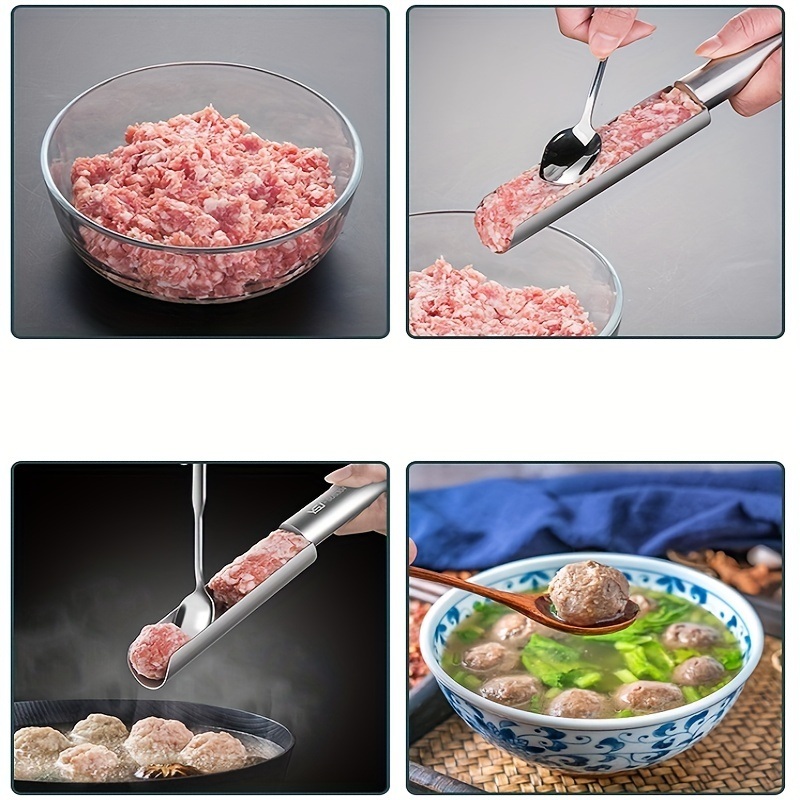 dropship 1pc Meatball Maker Stainless Steel Meatball Maker Plastic Meat Baller Spoon DIY Meatball Mold Plastic Meat Balls Fish Balls Beef Balls Processing Spoon Mold