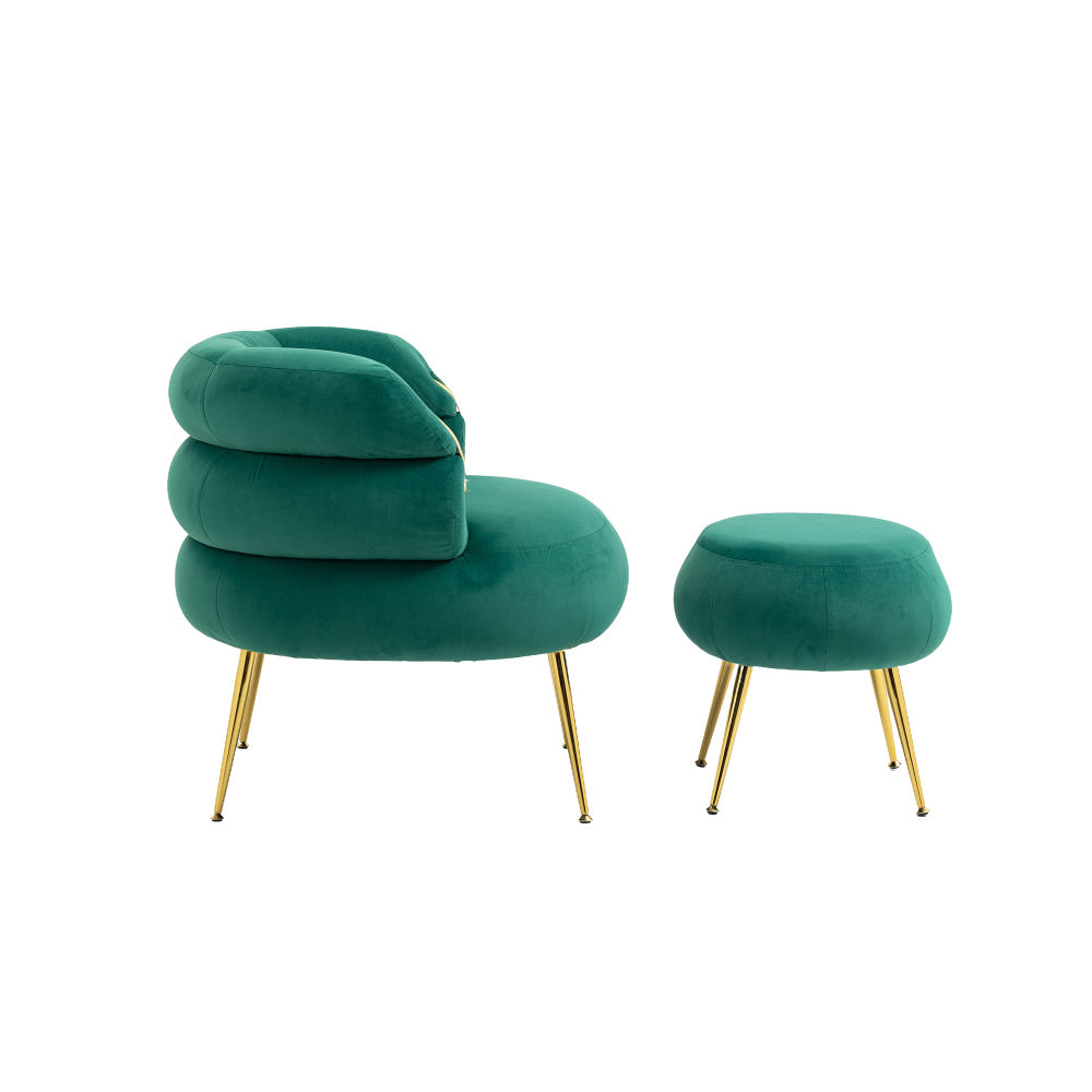 dropship COOLMORE Velvet Accent Chair Modern Upholstered Armchair Tufted Chair with Metal Frame, Single Leisure Chairs for Living Room Bedroom