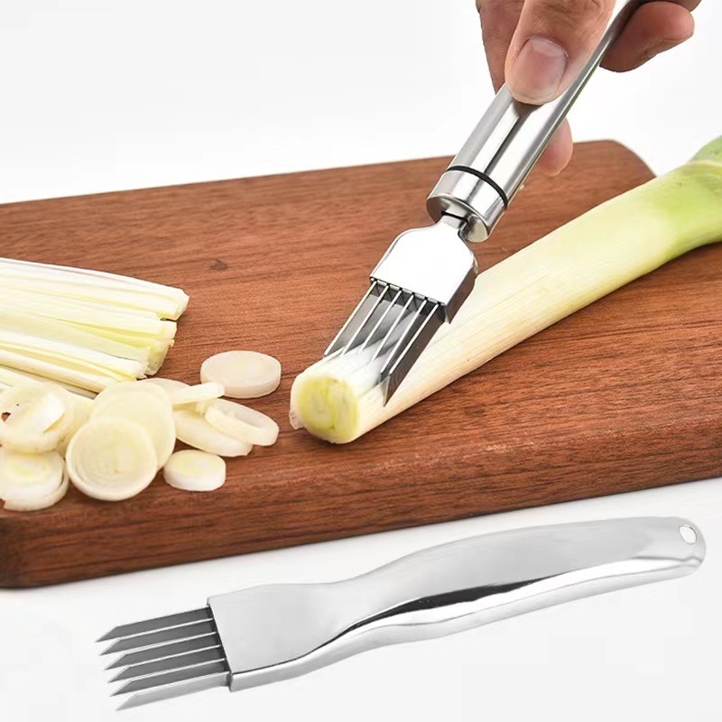 dropship 304 Stainless Steel Onion Cutter; Kitchen Accessory; Chopping Green Onion; Veggie Chopper; Multifunctional Scallion Cutter