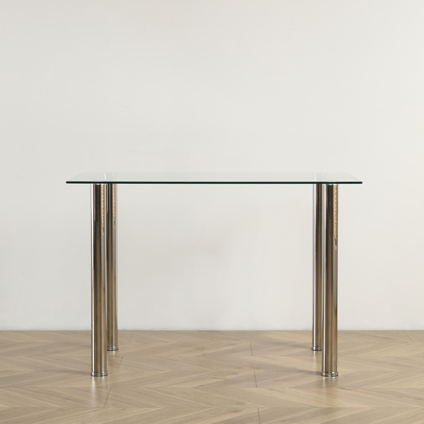 dropship 110CM Clear Color Dining Table Set (This product will be split into two packages) (replace 64512970)