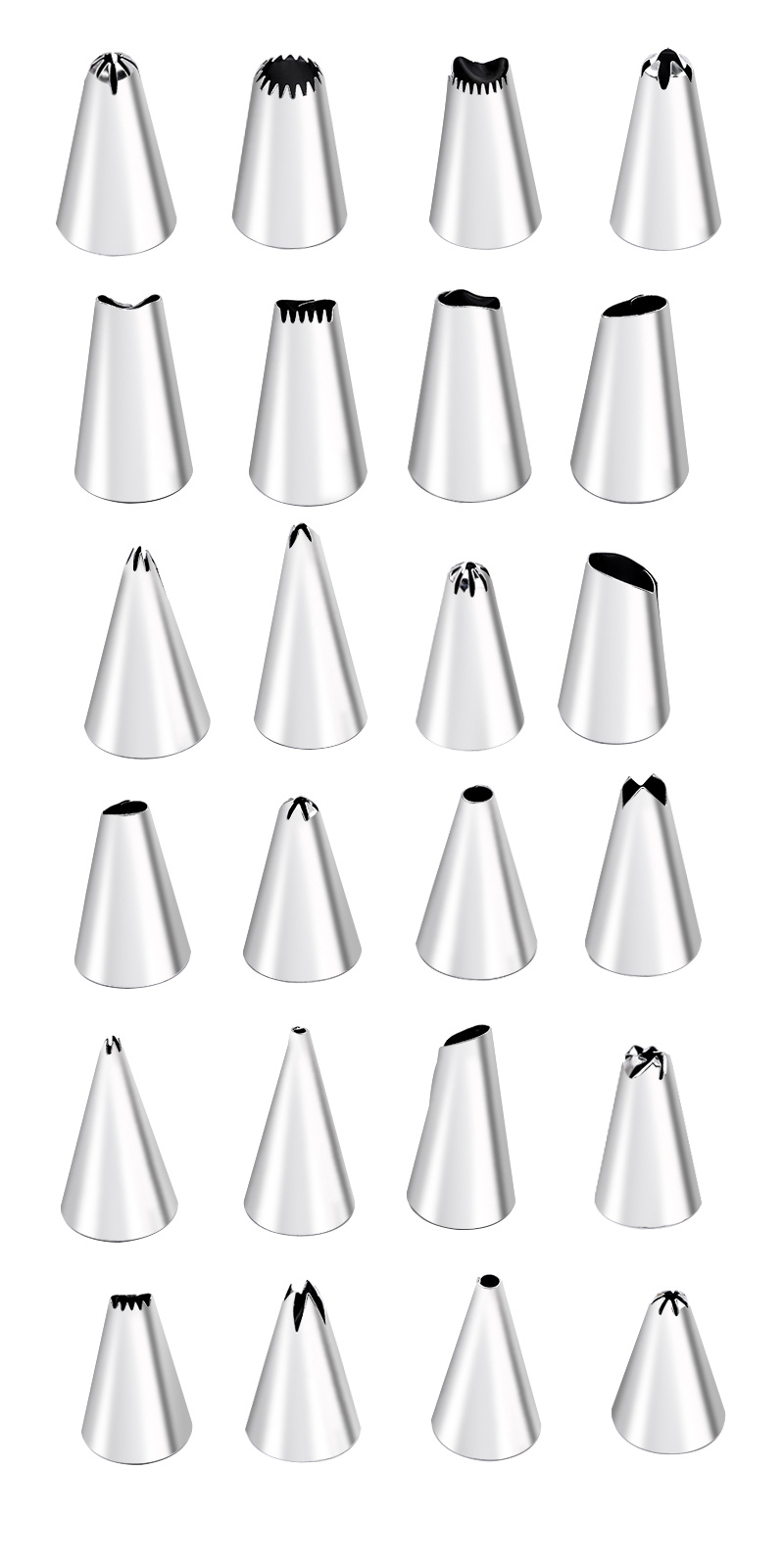 dropship 6-24 Pcs Set Pastry Bag and Stainless Steel Cake Nozzle Kitchen Accessories For Decorating Bakery Confectionery Equipment