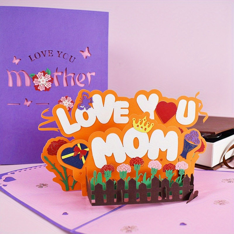 dropship 1pc Creative Happy Mother's Day Greeting Card; 3D Blessing Card Paper Carving Best Mom Ever Thank You Card