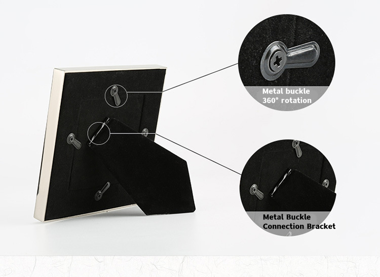 dropship High Quality Home Decoration Metal Shell Photo Frame 3-10 Inch Back Polished Alloy Flocking Wedding Photo Bedside Table Ornament