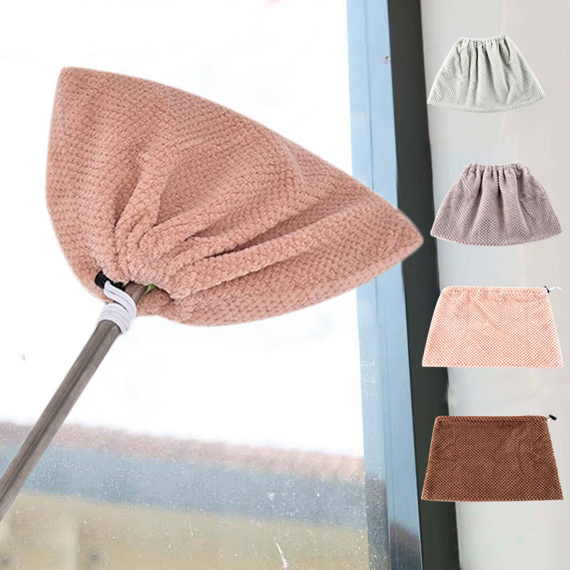 dropship 2pcs Multi Function Coral Velvet Broom Cover Cloth Floor Mop With Reusable Microfiber Absorbent Mop Household Cleaning Accessories