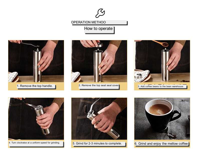 dropship Home Portable Stainless Steel Coffee Grinder Coffee Grinder Coffee Grinder Hand Grinder 304 Stainless Steel