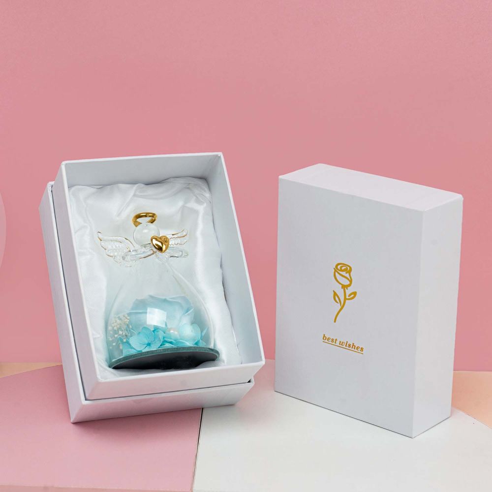 dropship 1pc; Birthday Gifts For Women; Preserved Rose In Angel Glass; Mom Grandma Gifts On Mother's Day; Valentine's Day; Wedding; Thanksgiving; Christmas; Holiday Angel Gifts For Women