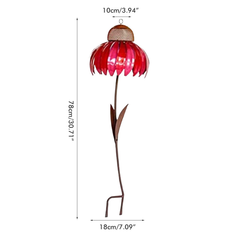 dropship Pink Coneflower Bird Feeder Outdoor Decoration Garden Flower Picaflor Wild Bird Feeder Feeding Outside Rust Resistant Art Metal