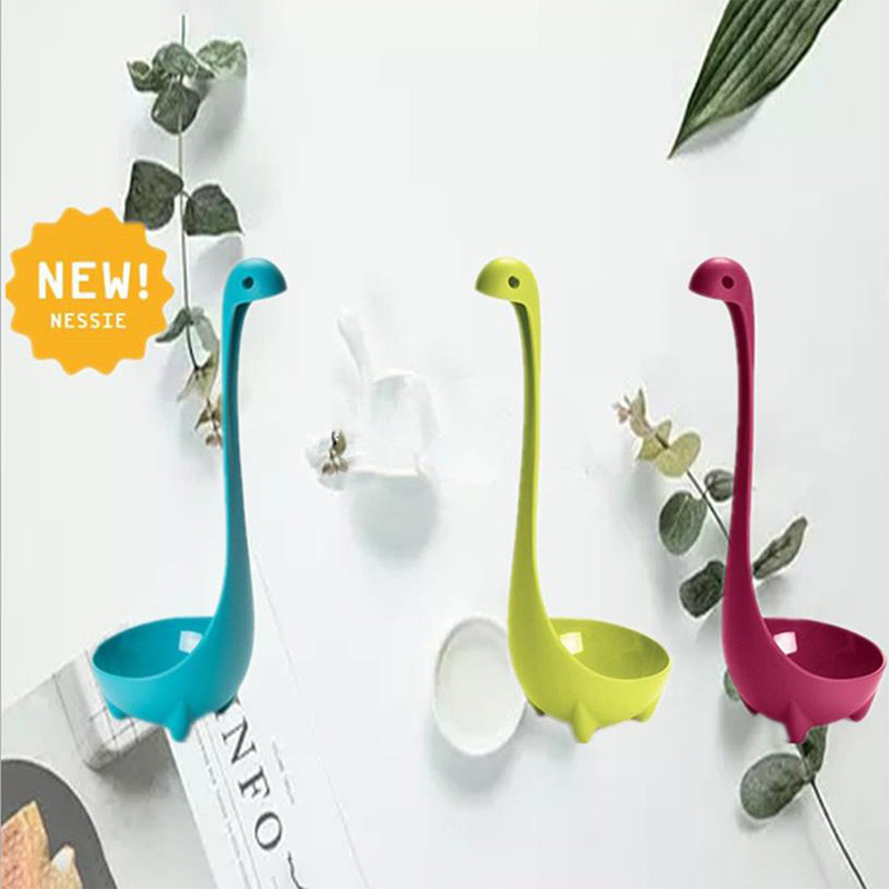 dropship 1pc Creative Dinosaur Soup Spoon; Food Grade PP Long Handle Vertical Spoon; Cooking Kitchen Cooking Mixing Spoon; Kitchen Supplies