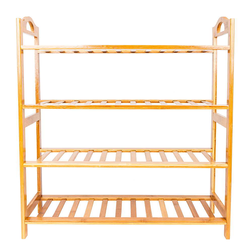 dropship Bamboo Shoe Rack 4-Tier Entryway Shoe Shelf Storage Organizer for Home & Office Easy to Assemble Wood Color