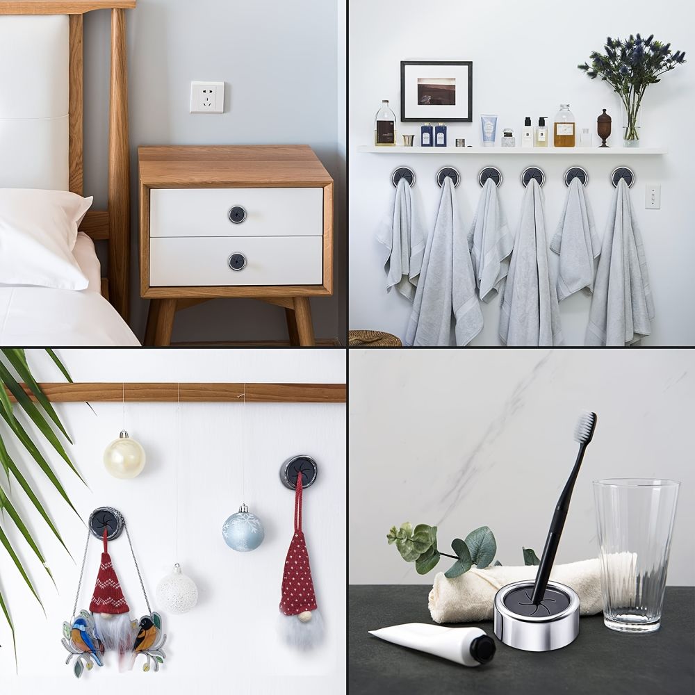 dropship 1/3/8pcs Kitchen Towel Holder, Self Adhesive Wall Dish Towel Hook, Round Wall Mount Towel Holder For Bathroom, Kitchen And Home, Wall, Cabinet, Garage, No Drilling Required