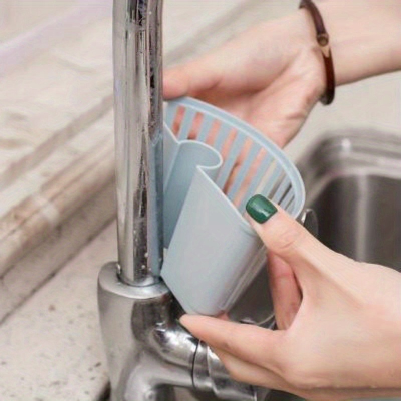 dropship 1PC Sink Plastic Hanging Basket; Faucet Rack Drainer Sponge Storage Rack Spout Holder Kitchen Bathroom Rack; 2.75*4.92in