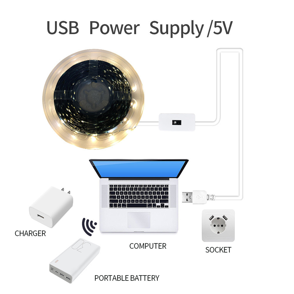 dropship 1pc DC 5V Lamp USB Motion LED Backlight TV Kitchen LED Strip Hand Sweep Waving ON OFF Sensor Light Diode Lights Double-sided Tape