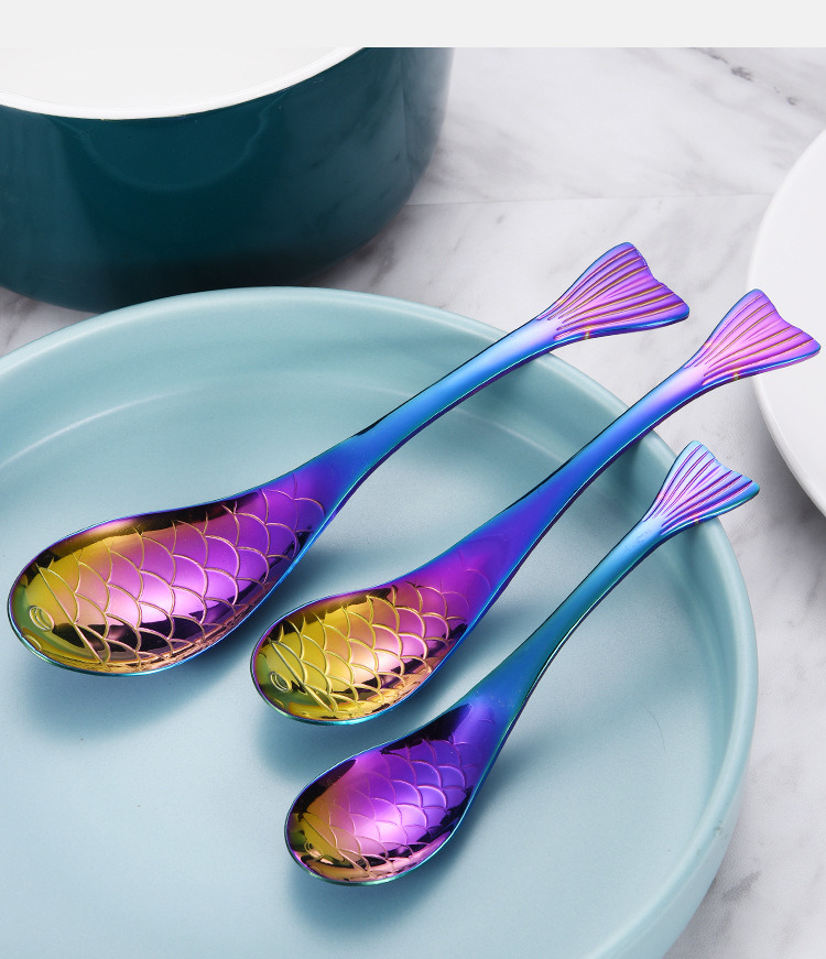 dropship 1pc Fish Shape Spoon; Creative Stainless Steel Household Soup Spoon; Teaspoon; Drink Mixing Spoon; Soup Spoon For Home Kitchen Restaurant