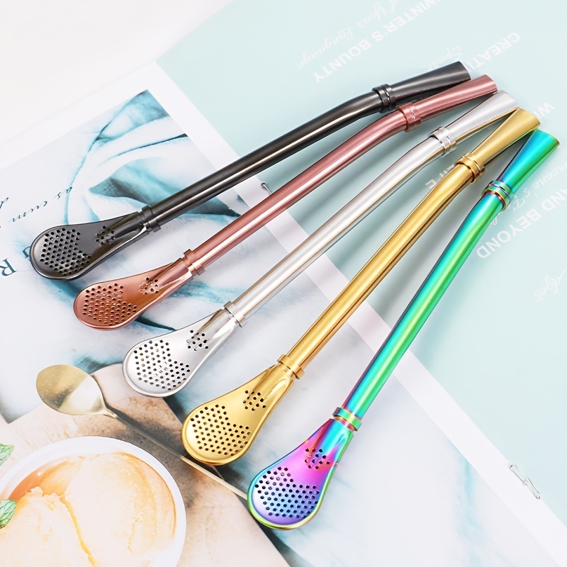 dropship 1pc Reusable Stainless Steel Straw - Creative; Multipurpose Spoon for Coffee; Milk; and More!