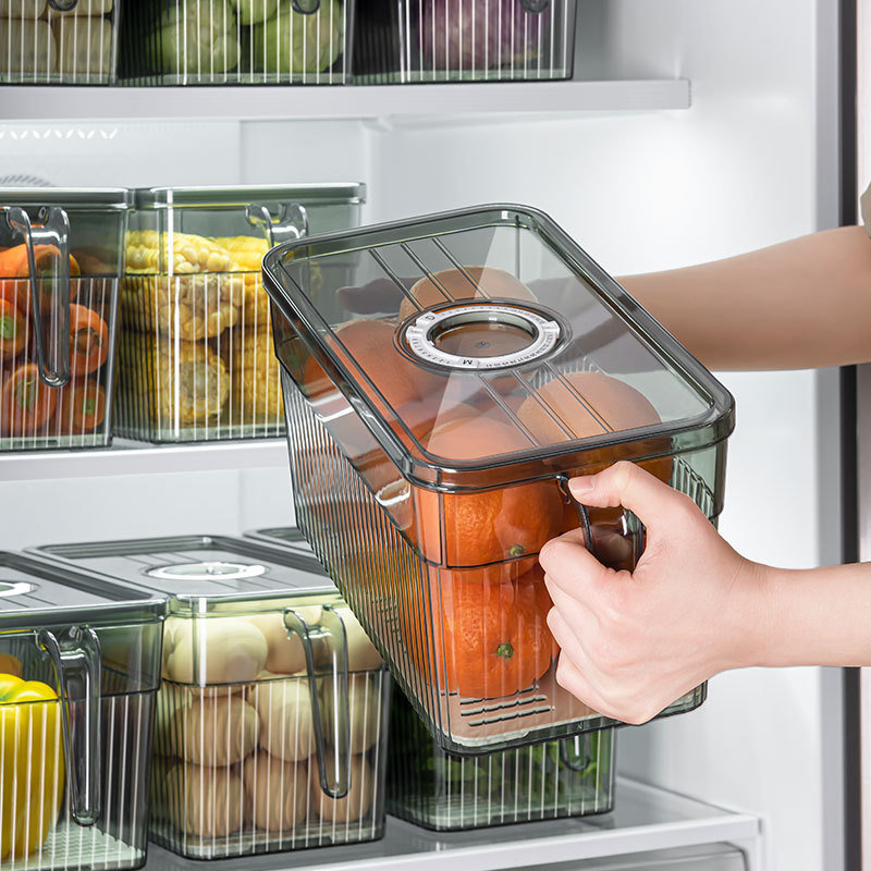 dropship Storage Box Fridge Organizer Fresh Vegetable Fruit Boxes Drain Basket Storage Containers Pantry Kitchen Organizer For Kitchen