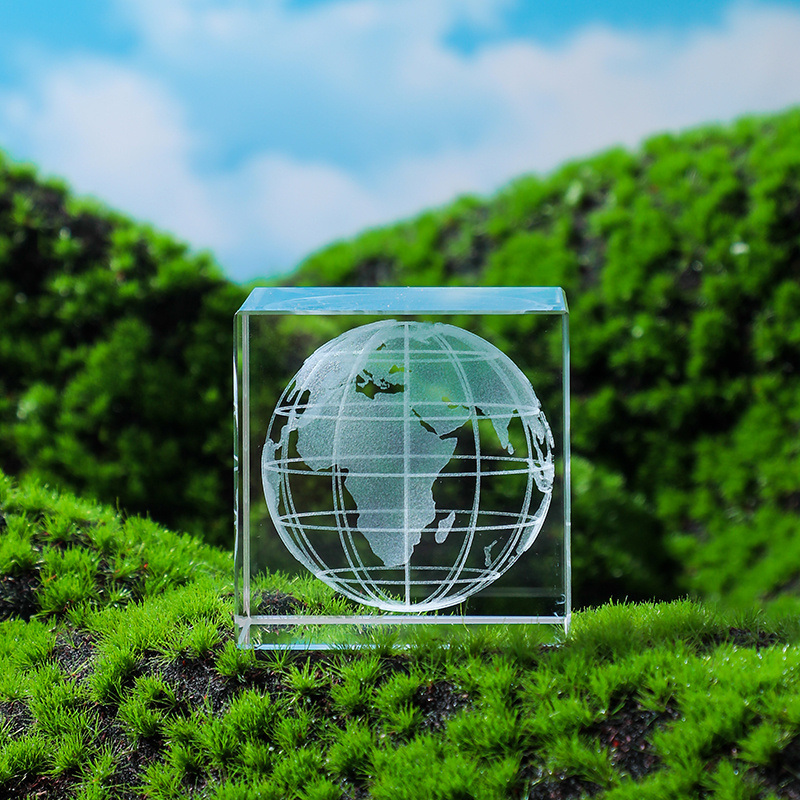 dropship Moon; Cloud; 3D Cube Engraved Crystal Craft Ornaments; Desktop Bedroom Decorations; Creative Birthday Gifts