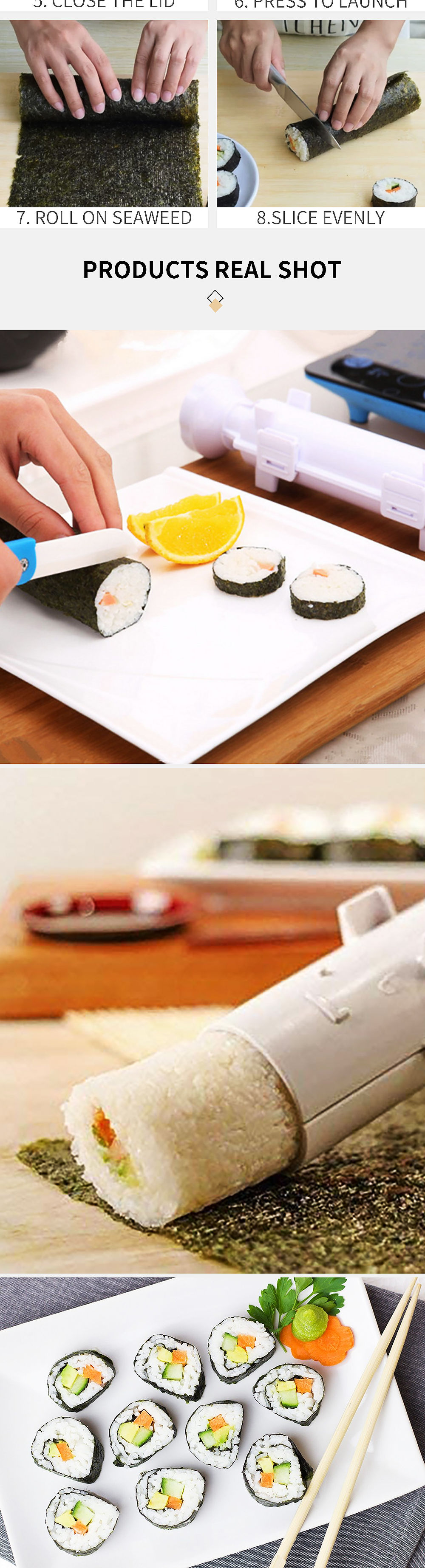 dropship Quick Sushi Maker Roller Rice Mold Vegetable Meat Rolling Gadgets DIY Sushi Device Making Machine Kitchen Ware