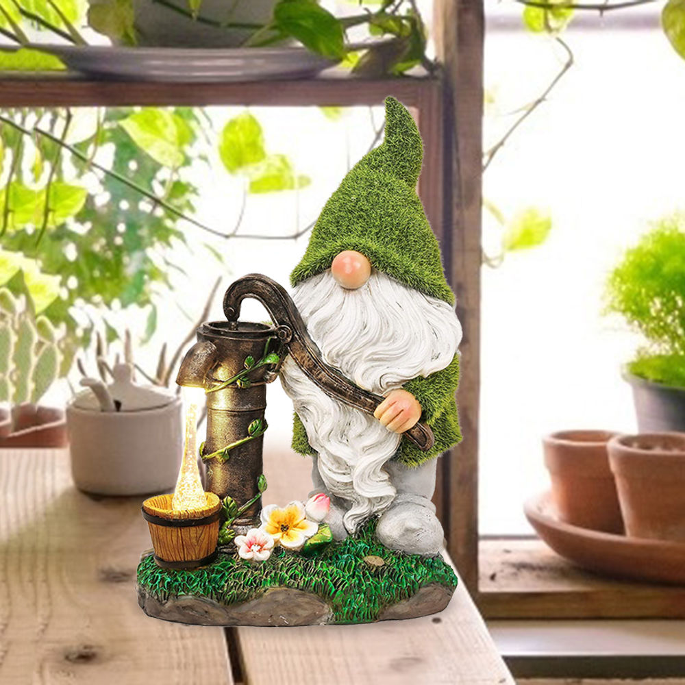 dropship Cartoon Gnome Dwarf Statue Garden Lighting Waterproof Resin Figurines Solar Light Outdoor Lawn Courtyard Night Decorative Lamp