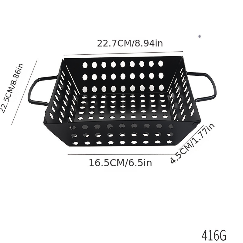 dropship 1pc Square Carbon Steel Barbecue Tray Vegetable Fruit Drain Basket Multifunctional Kitchen Tool