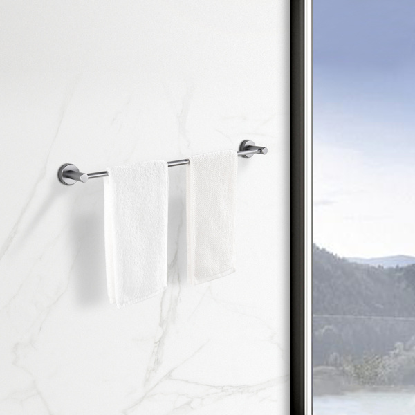 dropship Bathroom Hardware Set; Thicken Space Aluminum 3 PCS Towel bar Set- Gun Grey 16-27 Inches Adjustable Bathroom Accessories Set