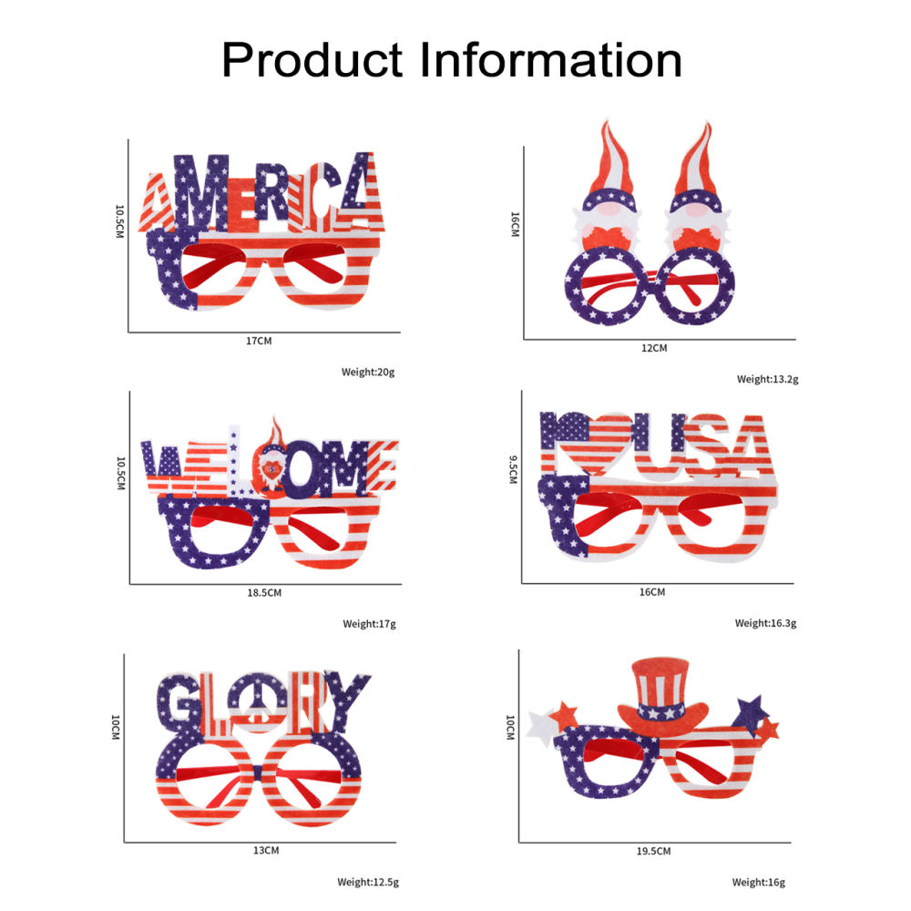 dropship JOYMEMO 6PCS Independence Day Glasses Set American National Day Party Decoration Supplies USA 4th of July Event Party Supplies