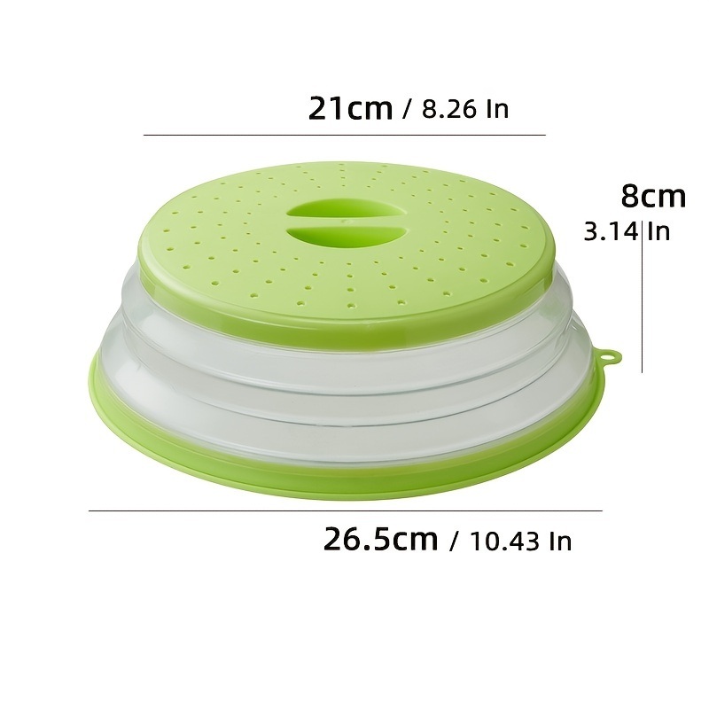 dropship Microwave Cover For Food; 1pc Microwave Splatter Cover; Heating Folding Cover; Silicone Fresh-keeping Cover; Oil-proof Splash-proof Cover With Hook Cooking Lid