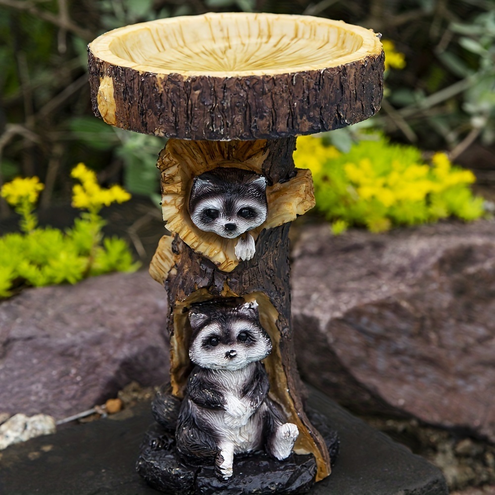 dropship 1pc, 7.87inch Resin Bird Bath Bowl For Garden, Animals & Tree Shape Wild Bird Feeder Birdbath Bowl, Home Decor, Garden Decor
