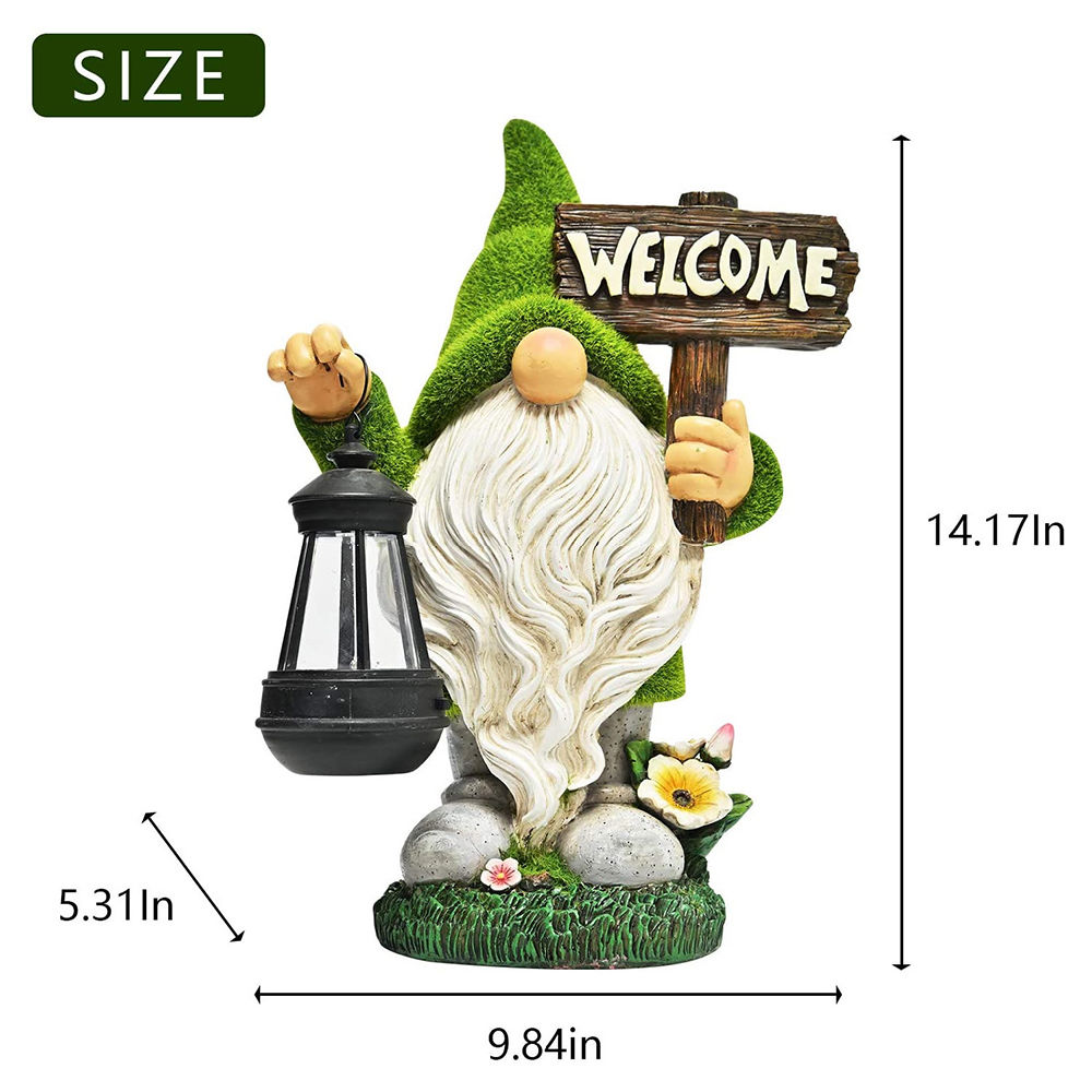 dropship Cartoon Gnome Dwarf Statue Garden Lighting Waterproof Resin Figurines Solar Light Outdoor Lawn Courtyard Night Decorative Lamp