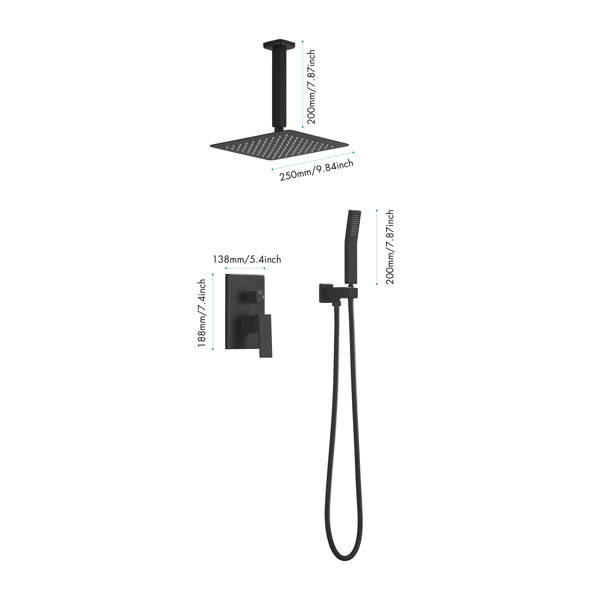 dropship Matte Black Shower Set System Bathroom Luxury Rain Mixer Shower Combo Set Ceiling Mounted Rainfall Shower Head Faucet