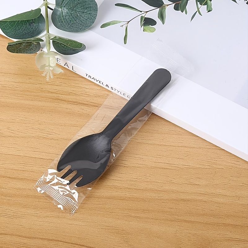 dropship 100pcs/set Disposable Plastic Spoons Forks For Cake Ice Cream Salad Fruit Dessert Soup Tea Coffee Party Cake Baking Shop Supplies