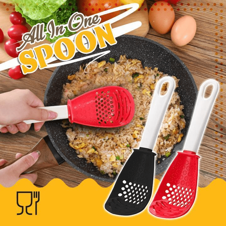 dropship New Multifunctional Kitchen Cooking Spoon Heat-resistant Hanging Hole Innovative Potato Garlic Press Colander Flour Sifter