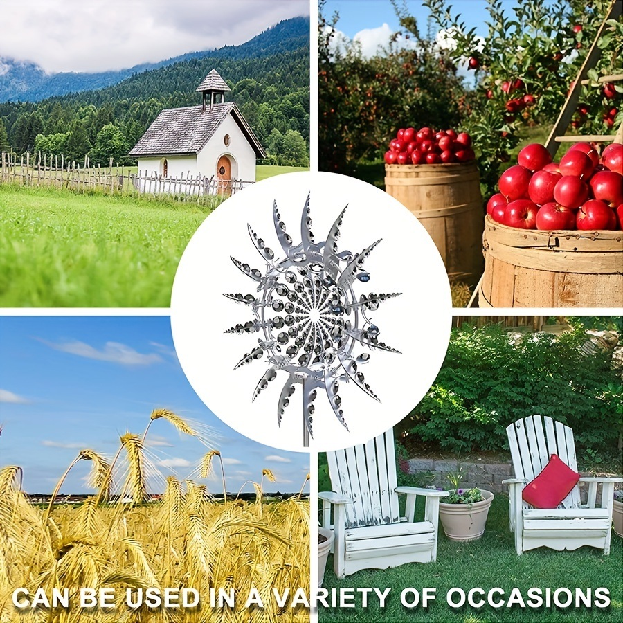 dropship Outdoor Metal Windmill For Yard And Garden Decoration, Dynamic Wind Sculpture, Easy To Install, Beautiful And Durable, Wind Power Rotates Sculpture, Creative Garden Windmill Decoration