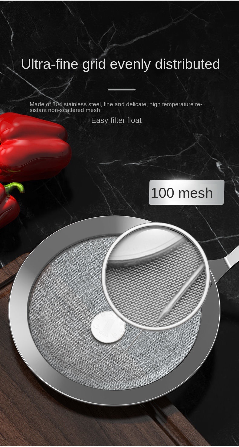 dropship 1pc Fat Skimmer Spoon; Stainless Steel Fine Mesh Skimmer; Strainer Spoon For Removing Grease Fat And Foam; Kitchen Tools