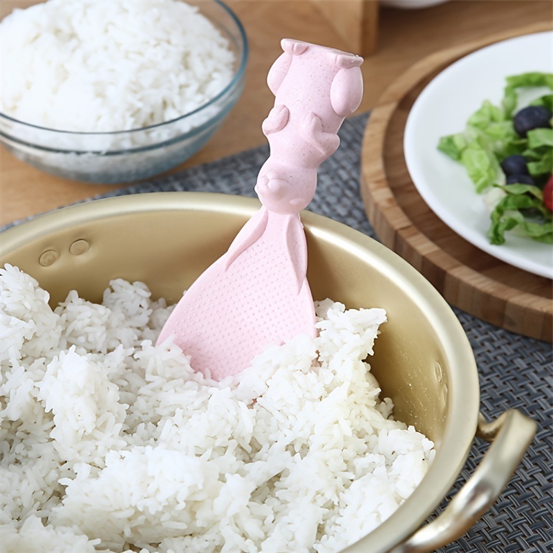 dropship 1pc Cute Rabbit Non-Stick Rice Scoop; Bunny Shape Standable Rice Scooper; Household Rice Cooker Rice Spoon; Cartoon Rice Spoon