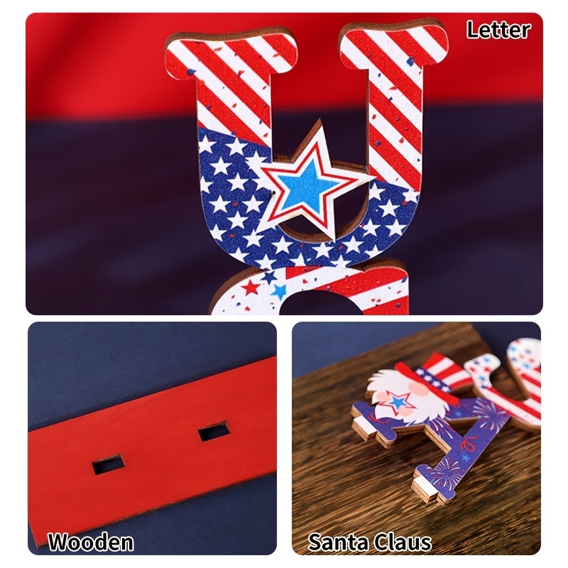 dropship 1pc Wooden Decorations; Independence Day Decorations Independence Day American Pattern Ornament Independence Day Arrangements