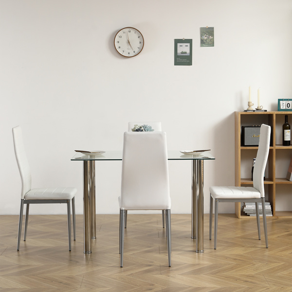 dropship 110CM Clear Color Dining Table Set (This product will be split into two packages) (replace 64512970)
