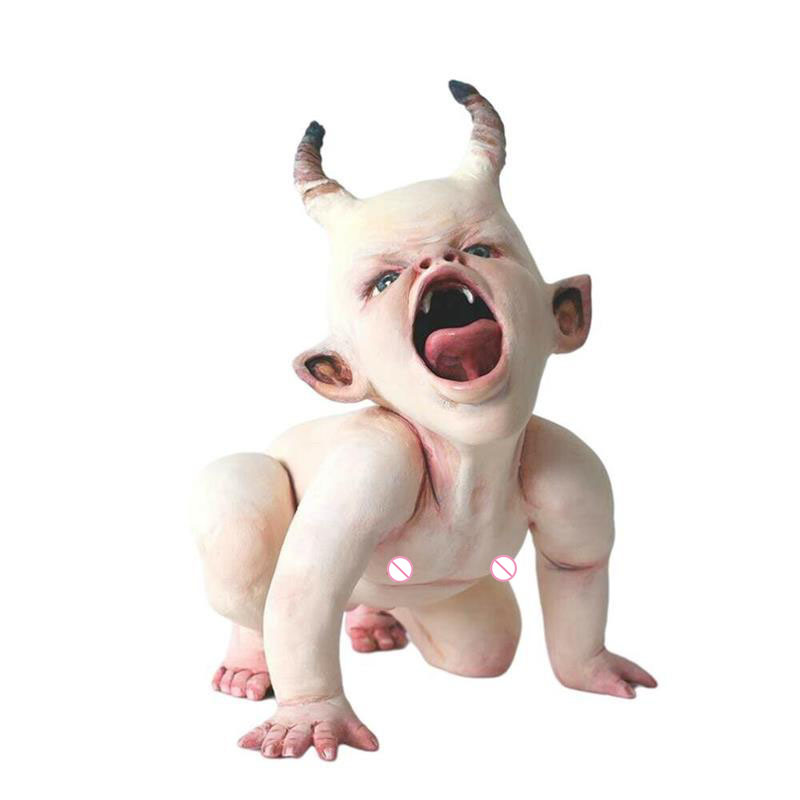 dropship Resin Zombie Baby Dolls Scary Baby Resin Figurine Ornament Collection Model Haunted Halloween Decor Props Supplies Desktop Decor
