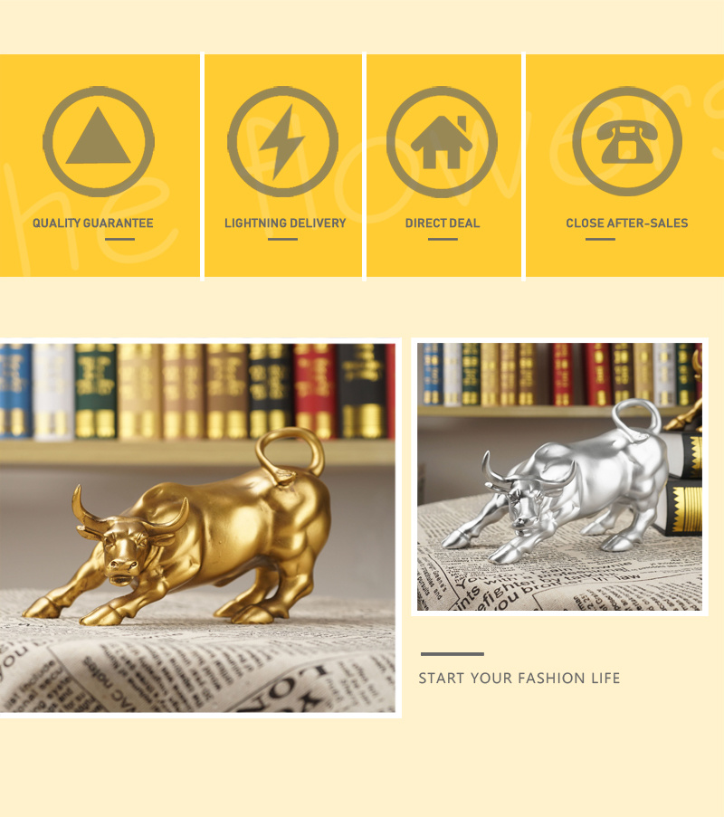 dropship NORTHEUINS Resin Wall Street Bull Figurine Cattle OX Statue Market Miam Bull Home Feng Shui Art Official Desktop Decor Sculpture