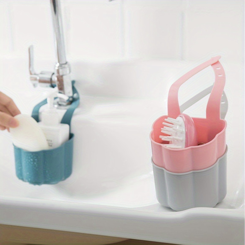 dropship 1pc Kitchen Sink Drain Rack; Soap Sponge Rack; Hanging Storage Basket; Bathroom Adjustable Faucet Rack Kitchen Accessories