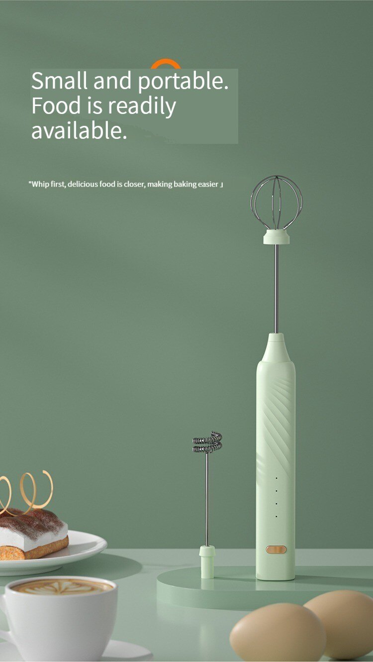 dropship Egg Beater Electric Handheld Rotary Egg Whisk Coffee Frothing Wand Cappuccino Frother Mixer USB Portable Kitchen Tools