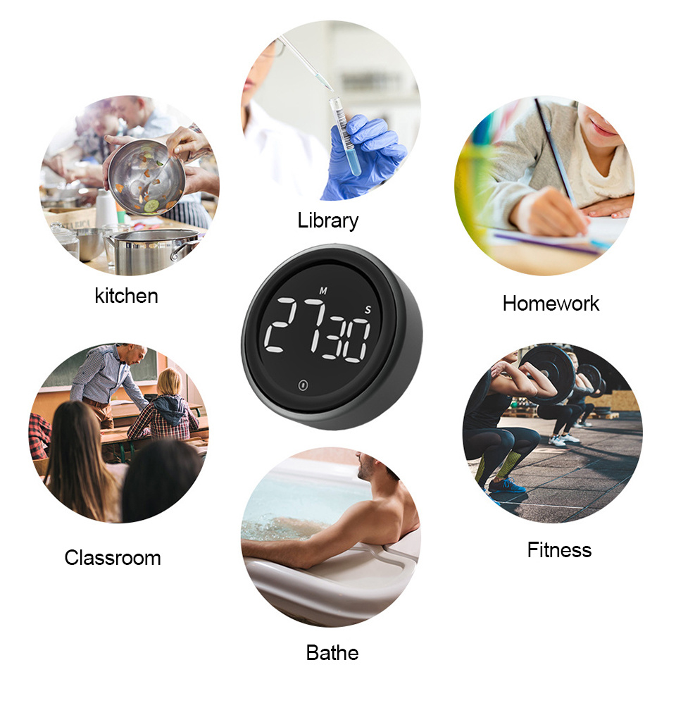 dropship Digital Timer LCD Screen Electronic Rotation Timing Reminder Alarm Clock Study Stopwatch Kitchen Baking Magnetic Countdown Timer