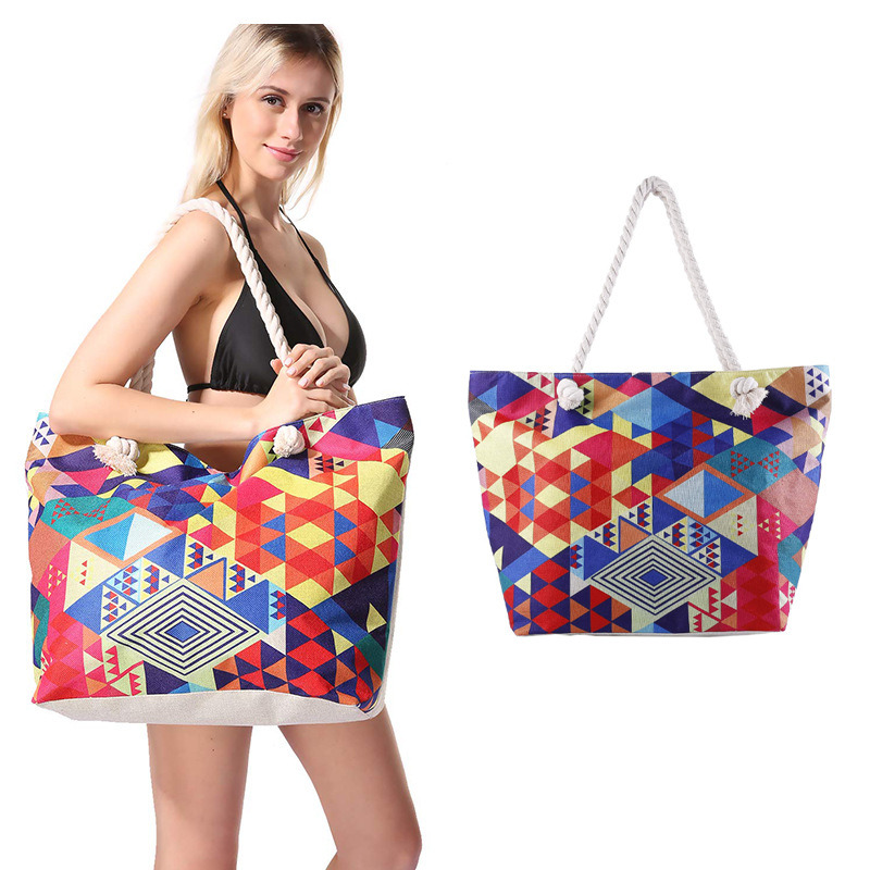 dropship Summer Bag Bohemian Multifunctional Waterproof Beach Bag Swimsuit Storage Wash Bag Portable Women's Tote Bag With Zipper
