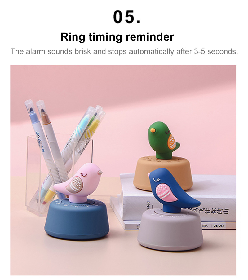 dropship Bird Timer Reminder Countdown Stopwatch Alarm 60 Minute Kitchen Cooking Learning Timers Mechanical Wind-up Counter Alarm Clocks
