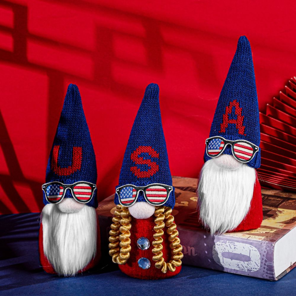 dropship Independence Day USA Faceless Forest Gnome Doll Decoration Ornament, 3 Pcs; 4th Of JULY Ornaments Decoration
