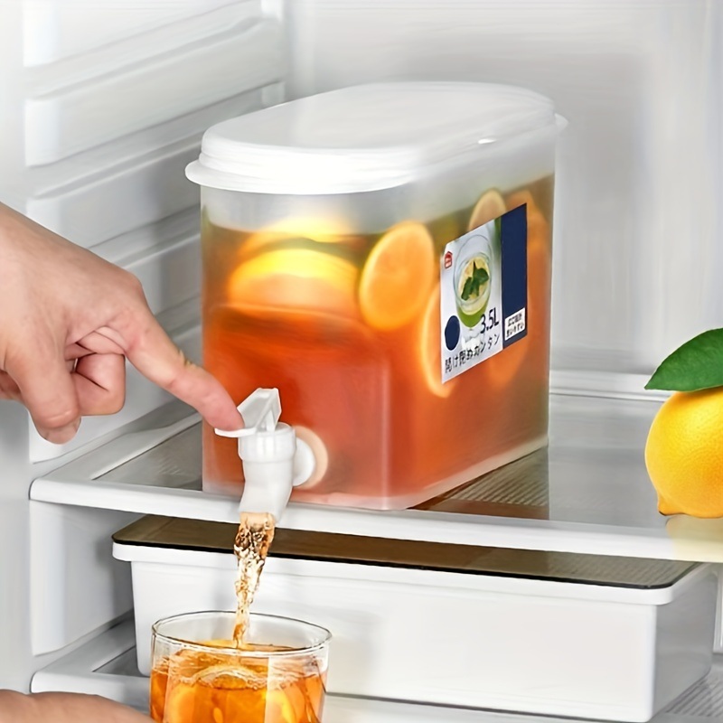 dropship 1pc 3.5L Cold Water Bucket Put Refrigerator Lemon Cold Water Cold Bubble Bottle Ice Water Tea Kettle With Faucet Cold Kettle