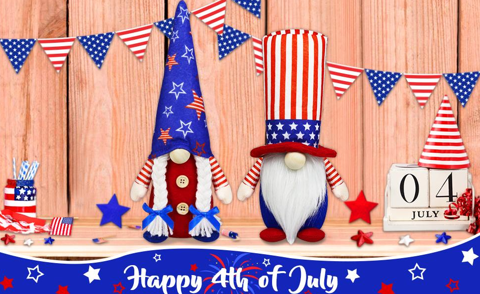 dropship 4th of July Patriotic Gnome Decorations; Mr & Mrs USA Swedish Tomte Gnomes Plush Table Ornaments