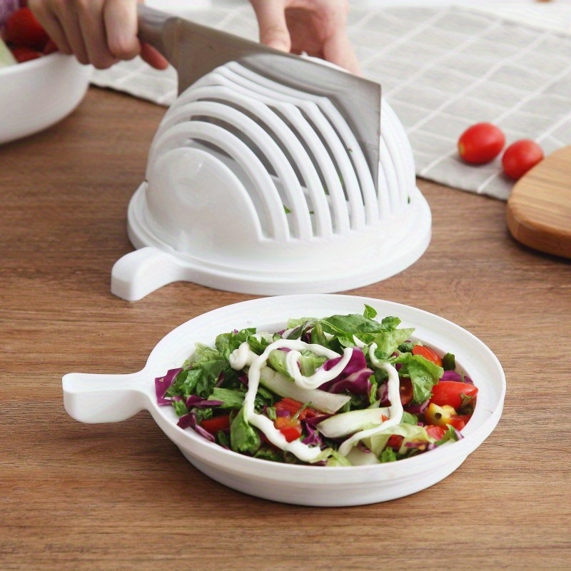 dropship 1pc Vegetable Cutting Aid Fruit Vegetable Salad Cutting Bowl Kitchen Plastic Divider Salad Cutting Mold; Kitchen Accessories