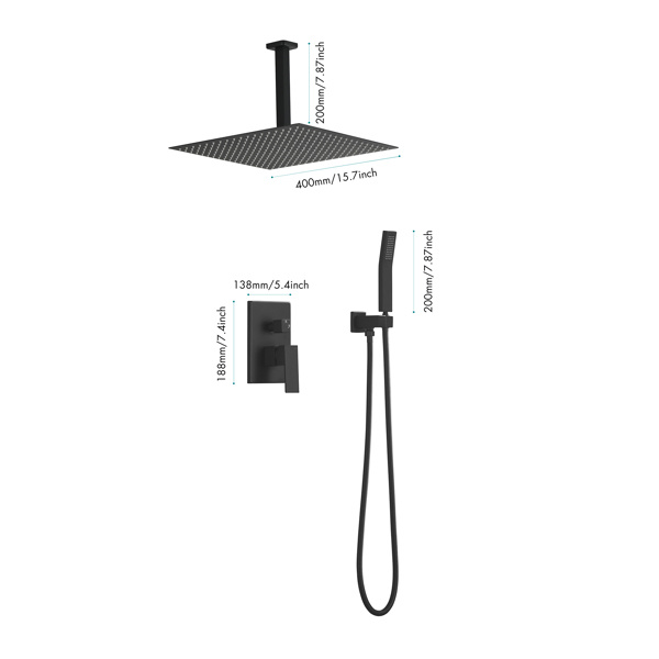 dropship Matte Black Shower Set System Bathroom Luxury Rain Mixer Shower Combo Set Ceiling Mounted Rainfall Shower Head Faucet